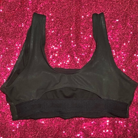Victoria’s Secret Pink Ultimate Square-Neck Sports Bra Black Sparkle Size Large - Picture 16 of 17
